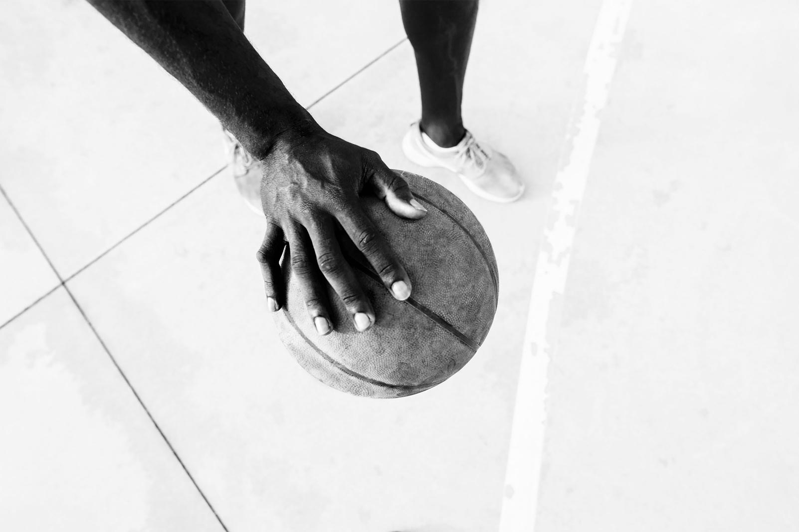 Basketball on court